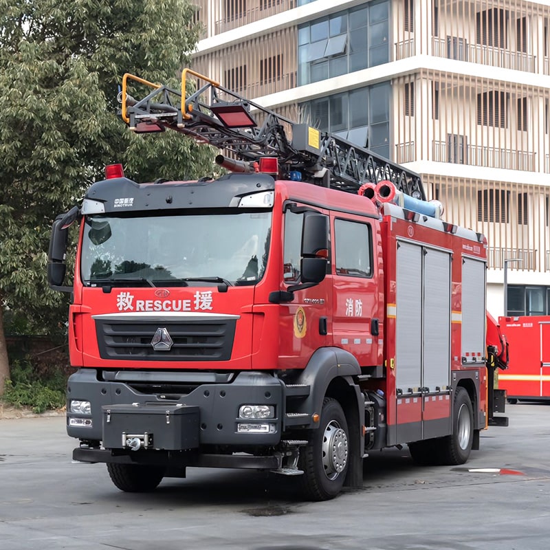Howo 8 CBM Aerial Ladder Rescue Fire Fighting Truck